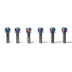 Titanium Button Bottle Cage Bolt Kit Ultra-Light Titanium MTB/Road/Gravel Bike Bolts | Rust-Resistant & Durable | Grade 5 TC4 | Secure Hydration | 4X M5x17mm - Rainbow