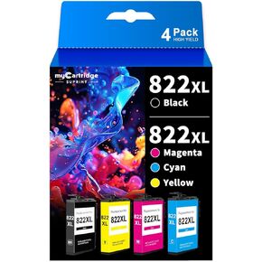 822XL Ink Cartridges Remanufactured Replacement for Epson 822XL Ink Cartridges 822 XL T822XL Workforce Pro WF-3820 WF-3823 WF-4820 WF-4830 WF-4833 WF-4834 Printer 4-Pack 822