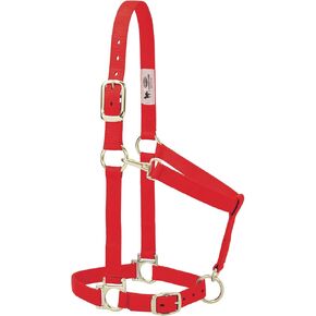 Weaver Leather Basic Adjustable Nylon Halter, Red, 1" Small Horse