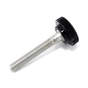 #10-32 x 1-1/4" Thumb Screw Stainless Steel - Black Knurled Round Plastic Knob - Fine Thread ThumbScrew - Length: 1.250" - Proudly Built in USA - Package of (25)