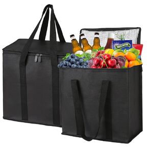 musbus XL Insulated Reusable Grocery Shopping Tote Bag, Insulated Cooler Bags, Waterproof, Sturdy Zipper, Stands Upright