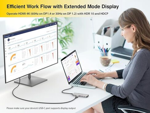 EZQuest USB C Hub Docking Station 12 in 1 with 2 HDMI 4K 60HZ /30Hz, VGA, 1 Gbit Ethernet, 4 USB-A 3.0 ports, SD, Micro SD, USB-C PD 3.0 and Audio Port - For all computers with USB-C/Thunderbolt ports in Saudi Arabia
