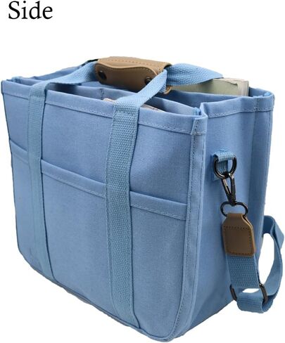 Women Multi-pocket Canvas Tote Bag Large Capacity Shoulder Crossbody Handbag With Compartments in Saudi Arabia