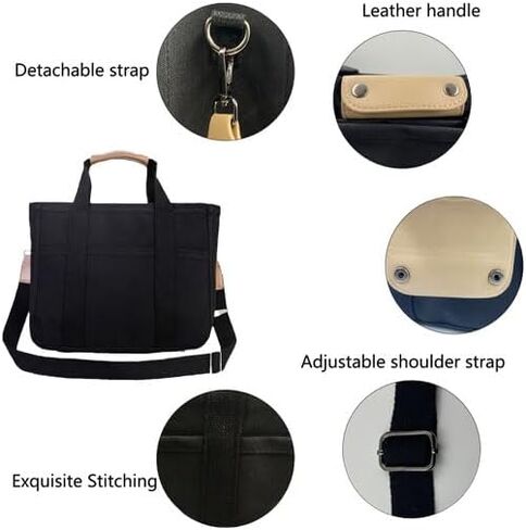 Women Multi-pocket Canvas Tote Bag Large Capacity Shoulder Crossbody Handbag With Compartments in Saudi Arabia