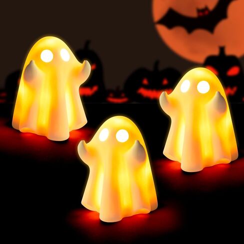 Funny Ghost Light - 1Pcs Halloween Ghost Night Light Decorative Lamp Festival Led Light Warm Color Lamp Table Decoration Desktop Home Garden Room Halloween Party Supplies in Saudi Arabia