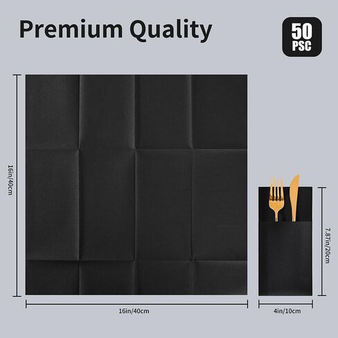 مناديل عشاء حمراء للاستعمال مرة واحدة من تشيفكات مع جيب مدمج لأدوات المائدة، مناديل ورقية مبطنة بملمس الكتان، مطوية مسبقًا للحفلات وحفلات الزفاف والحفلات والعشاء، عبوة من 50 قطعة in Kuwait