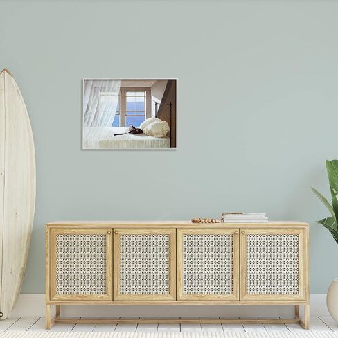Stupell Industries Cat Resting on White Oceanside Bed Nautical Painting, Design by Zhen-Huan Lu in Saudi Arabia