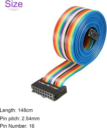 DMiotech 1 Pack 16 Pins IDC Flat Ribbon Cable 148cm Length 2.54mm Pitch Breadboard Jumper Wires for Electronic Projects Type-C in Saudi Arabia