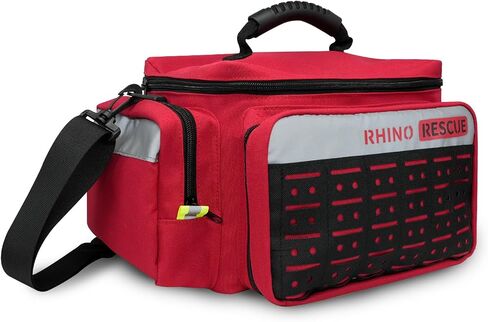 RHINO RESCUE First Responder First Aid Kit حقيبة EMT مخزنة بالكامل، FSA HSA مؤهلة، مجموعة طبية احترافية للصدمات EMT/EMS، نظام مولي، حقيبة عاكسة مع 5 جيوب بسحاب، 300+ لوازم الإسعافات الأولية in Kuwait