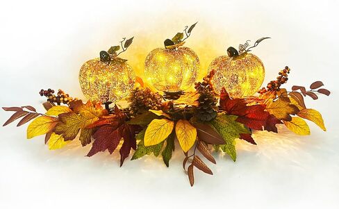 قطعة مركزية لطاولة الخريف على شكل قرع الهالوين المضيئة، ديكورات عيد الشكر من الزجاج الزئبقي لعيد الشكر لحفلات المنزل ومهرجان الحصاد وتناول الطعام في الأماكن المغلقة in Kuwait