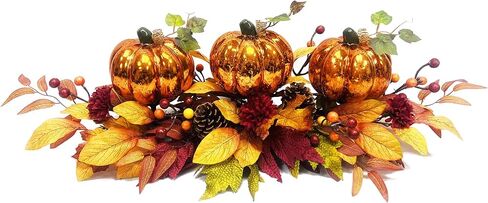 قطعة مركزية لطاولة الخريف على شكل قرع الهالوين المضيئة، ديكورات عيد الشكر من الزجاج الزئبقي لعيد الشكر لحفلات المنزل ومهرجان الحصاد وتناول الطعام في الأماكن المغلقة in Kuwait