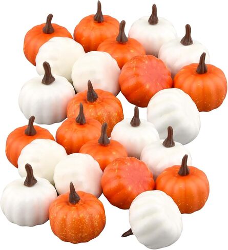 Tookie 24pcs Artificial Pumpkin, Mini Fall Lifelike Foam Pumpkin Halloween Decoration Fake Pumpkin Set for Table Centerpiece Thanksgiving Wedding Party Supplies in Saudi Arabia