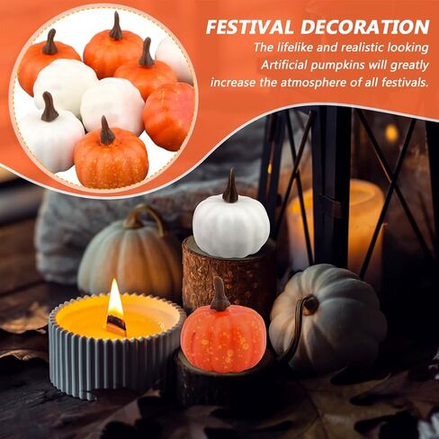 Tookie 24pcs Artificial Pumpkin, Mini Fall Lifelike Foam Pumpkin Halloween Decoration Fake Pumpkin Set for Table Centerpiece Thanksgiving Wedding Party Supplies in Saudi Arabia
