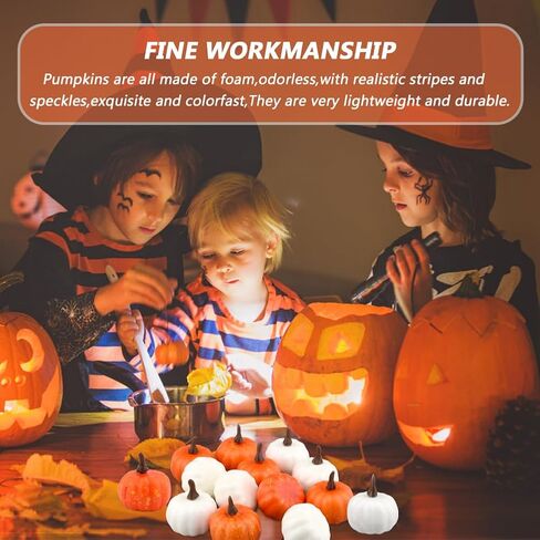 Tookie 24pcs Artificial Pumpkin, Mini Fall Lifelike Foam Pumpkin Halloween Decoration Fake Pumpkin Set for Table Centerpiece Thanksgiving Wedding Party Supplies in Saudi Arabia