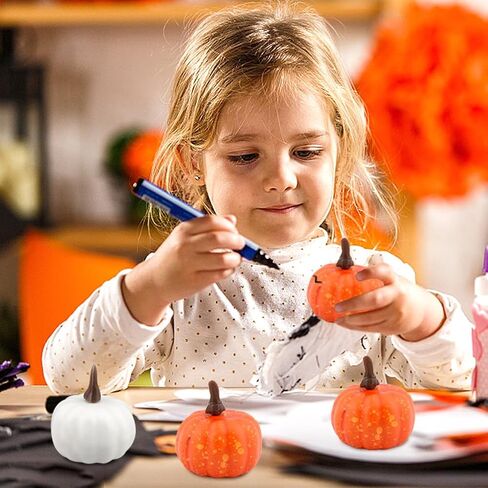 Tookie 24pcs Artificial Pumpkin, Mini Fall Lifelike Foam Pumpkin Halloween Decoration Fake Pumpkin Set for Table Centerpiece Thanksgiving Wedding Party Supplies in Saudi Arabia