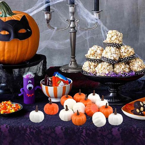 Tookie 24pcs Artificial Pumpkin, Mini Fall Lifelike Foam Pumpkin Halloween Decoration Fake Pumpkin Set for Table Centerpiece Thanksgiving Wedding Party Supplies in Saudi Arabia
