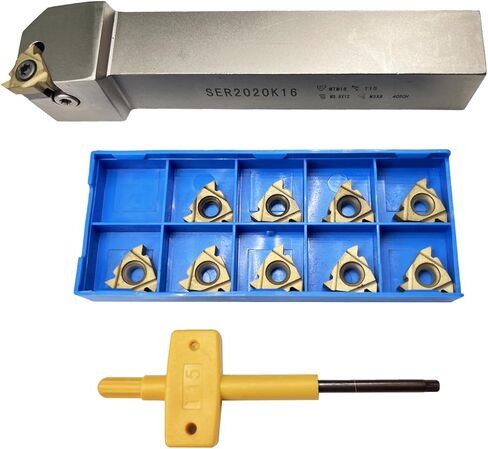 حل لولبة أداة المخرطة: حامل أداة الخراطة SER2020K16 مع إدراج لولبة أداة المخرطة القابلة للفهرسة 16ER AG60 لقطع ومعالجة خيط المخرطة بكفاءة (سبائك الصلب 40Cr) in Kuwait