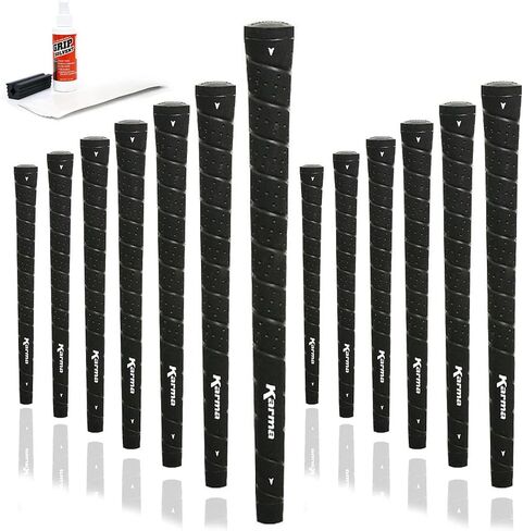 Karma Wrap Golf Grips & Kit, Black, Standard Size Perforated Wrap Style Rubber Replacement Golf Club Grips for Men in Saudi Arabia