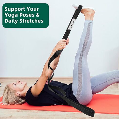 Stretching Strap Yoga Strap for Physical Therapy, Non-Elastic Yoga Straps for Stretching, 10 Loops Stretch Strap for Pilates, Flexibility, Home Workout, Exercise, Stretch Band for Women & Men in Kuwait