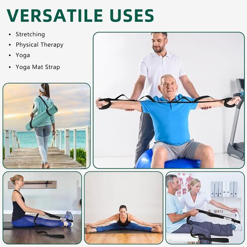 Stretching Strap Yoga Strap for Physical Therapy, Non-Elastic Yoga Straps for Stretching, 10 Loops Stretch Strap for Pilates, Flexibility, Home Workout, Exercise, Stretch Band for Women & Men in Kuwait