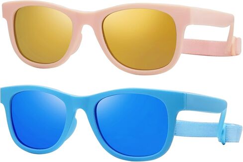 COOLSOME Kids Flexible Polarized UV400 Sunglasses with Strap For Boys Girls Toddler 0-10 in Kuwait