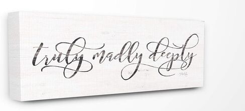 Stupell Industries Truly Madly Deeply Rustic White Wood Look Sign Canvas Wall Art, 13 x 30, Multi-Color in Saudi Arabia