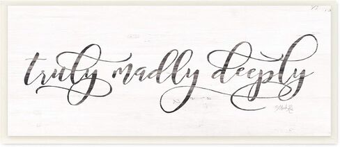 Stupell Industries Truly Madly Deeply Rustic White Wood Look Sign Canvas Wall Art, 13 x 30, Multi-Color in Saudi Arabia