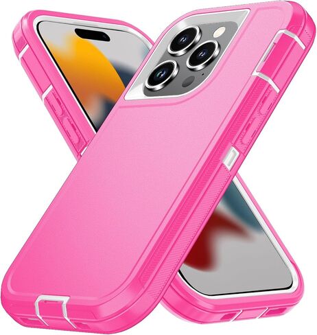 حافظة لهاتف آيفون 15 برو ماكس، مضادة للسقوط والغبار والصدمات، شديدة التحمل من الدرجة العسكرية لحماية الجسم بالكامل، غطاء متين (أحمر/أسود) in Kuwait