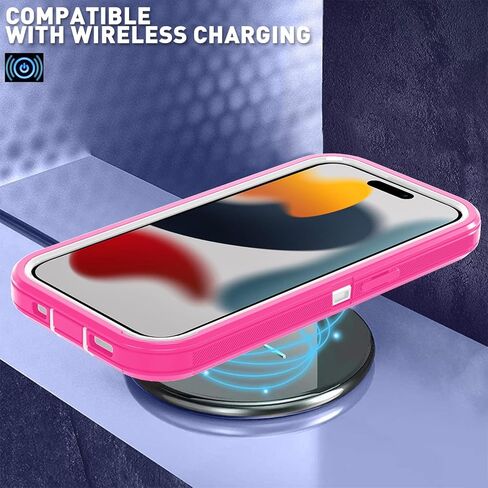 حافظة لهاتف آيفون 15 برو ماكس، مضادة للسقوط والغبار والصدمات، شديدة التحمل من الدرجة العسكرية لحماية الجسم بالكامل، غطاء متين (أحمر/أسود) in Kuwait