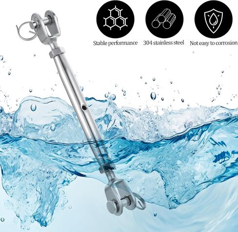 5/16"(M8) Stainless Steel Jaw and Jaw Turnbuckle, Heavy Duty Turnbuckle Closed Body Jaw & Swage, Durable, Weather Resistant, Stainless Turnbuckle for Wire Rope Cables, Shade Sail in Saudi Arabia