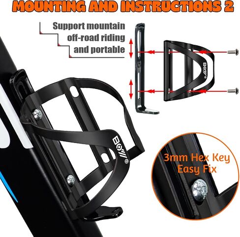 Bike Water Bottle Holder & Bottle Cage Mount for Adults & Kids, with 2 Pack + No Screw + Velcro + Adjustable Strap + Aluminum Alloy + Lightweight + Portable for Mountain Bicycle Accessories in Saudi Arabia
