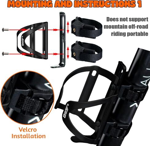 Bike Water Bottle Holder & Bottle Cage Mount for Adults & Kids, with 2 Pack + No Screw + Velcro + Adjustable Strap + Aluminum Alloy + Lightweight + Portable for Mountain Bicycle Accessories in Saudi Arabia