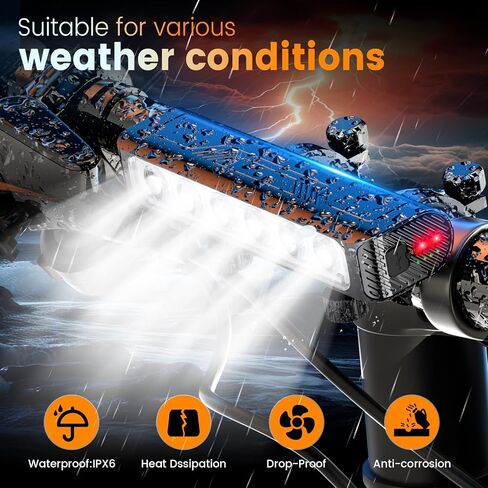 Upgrade High Lumen Super Bright 6 LED Bike Light for Night Riding,Rechargeable Bicycle Headlight with Taillight-5+5 Modes,Waterproof Bike Headlight,Long Runtime for Mountain Offroad Cycling Commuting in Saudi Arabia