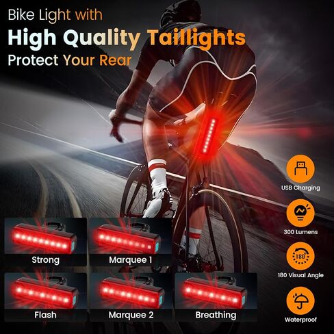 Upgrade High Lumen Super Bright 6 LED Bike Light for Night Riding,Rechargeable Bicycle Headlight with Taillight-5+5 Modes,Waterproof Bike Headlight,Long Runtime for Mountain Offroad Cycling Commuting in Saudi Arabia