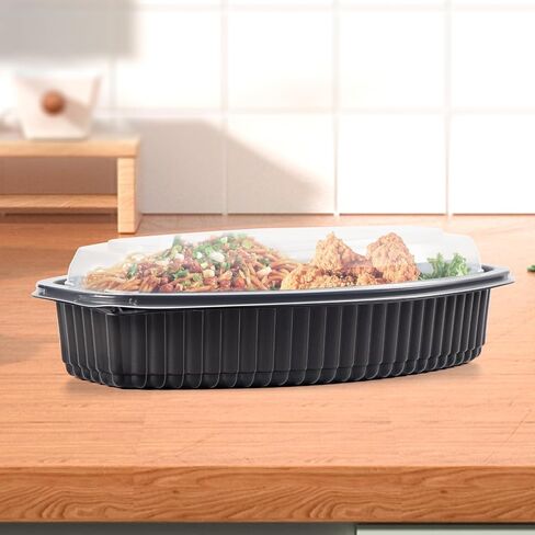 To Go Containers, 7.8'' Plastic Clamshell Food Containers with Lids Disposable 30 OZ BPA-Free 65-Pack 3 Compartment Heavy-Duty Reusable Meal Prep White To Go Boxes for Food Storage in Saudi Arabia