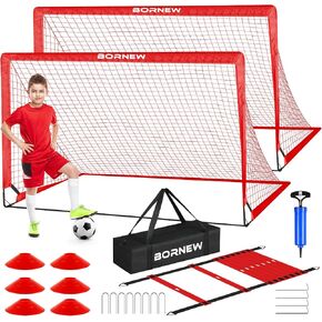 Kids Soccer Goal for Backyard Set - 2 Set 4X3 ft Toddler Soccer Nets Training Equipment, Soccer Ball, Pop Up Portable Soccer Set for Kids and Youth Games and Training Goals