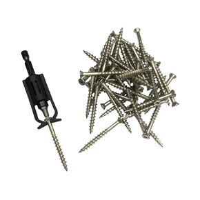 Satinless Steel Outdoor Wood Screw #14 x 3 Type 316 Flat Head Hex Drive, 20 pcs HOWTOOL