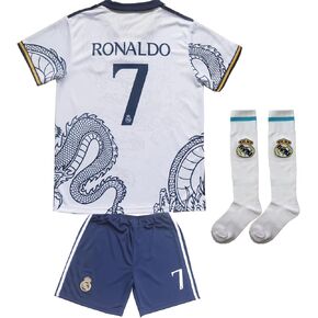 Madrid Ronaldo No #7 Special Dragon Edition Kids Soccer Jersey Kit Shorts Socks Set Youth Sizes