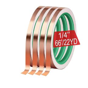4Pcs Copper Foil Tape for Stained Glass Supplies 1/4 Inch x 22Yards Copper Tape Conductive Adhesive Copper Sheilding Tape for Guitars, EMI Shielding, Jewelry Making, Soldering Tape