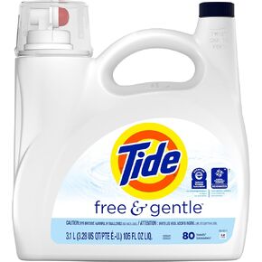Tide Free & Gentle Liquid Laundry Detergent, 105 fl oz, 80 Loads, HE Compatible