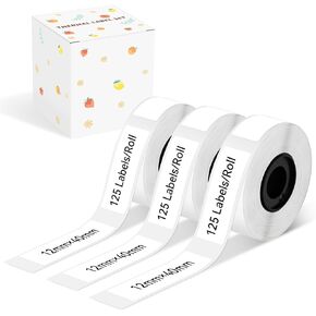 Thermal Self-Adhesive Label, Clear Sticker Thermal Paper, Multi-Purpose Label Maker Tape for D30, Black on Transparent, 14mm x 40mm (0.55 x 1.57 Inch) 125 Labels/Roll