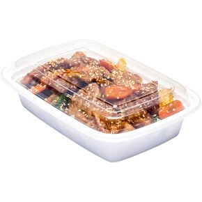 Restaurantware Asporto 24 Ounce Take Out Containers, 50 Food Containers With Lids - Microwavable, Disposable, White Plastic To Go Food Containers, No BPA, For Take Out And Delivery