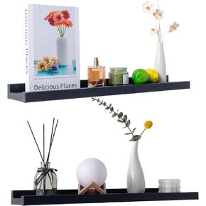 Floating Shelves Set of 2, 35.4 Inch Solid Wood Floating Shelves for Home Decor, Modern Picture Ledge Shelf for Living Room, Bedroom, Nursery, Bathroom, Book Shelf, Picture, Plants, White