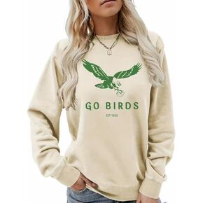 Women's Go Birds Long Sleeve Crew Neck Sweatshirt Eagles Football Philadelphia