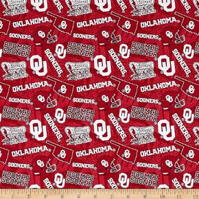 NCAA Oklahoma Sooners 1178 Tone on Tone Red/White, Quilting Fabric by the Yard