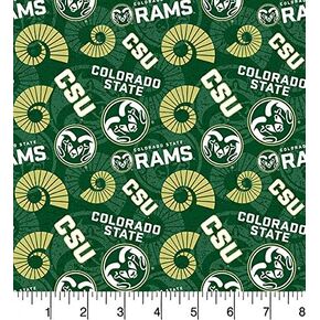 SYKEL ENTERPRISES Colorado State University Cotton Fabric with New Tone ON Tone Design-Colorado State RAMS Cotton Fabric