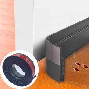 Door Sweeps for Interior/Exterior Doors, Under Door Sound Blocker for Bottom of Door, Door Snake Draft Stopper, Door Strips for Bottom of Door (Black, 39 Inches)