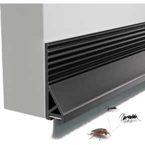 39"X 1 Pack Rubber Door Sweep for Bottom of Door Exterior & Interior,Silicone Adhesive Under Door Draft Stopper with Brush,Door Gap Filler Noise Blocker,Door Soundproofing Seal Strip,White