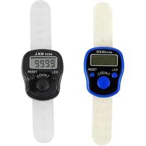 Sosoport 2pcs Finger Counters Ring Finger Clickers Electronics Digital Display Hand Counter Clickers Rep Counter For Exercise Pitch Golf Stroke (Random Color)