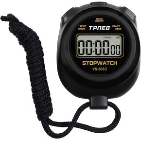 Simple Stopwatch Timer - Easy to Use, Set Up, Read, and Carry - Large Display - On/Off, AAA Battery, No Hourly Beep - Ideal for Kids, Track and Field, Sports, Classroom - Stopwatches for Coaches